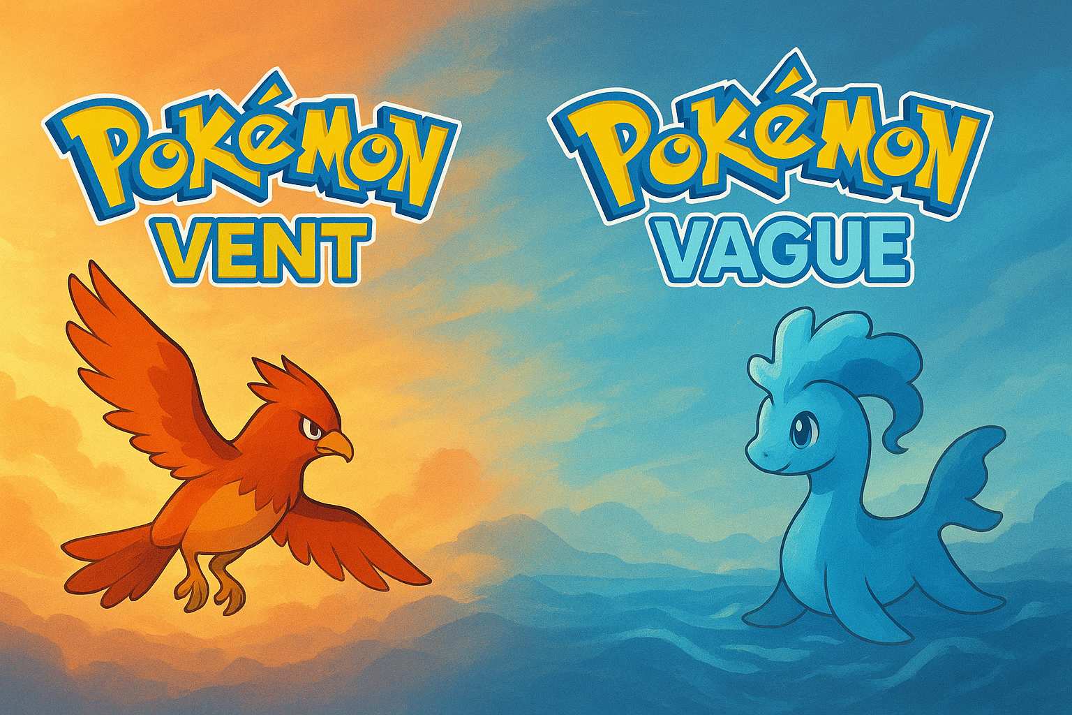illustration pokémon vague et vent par IA