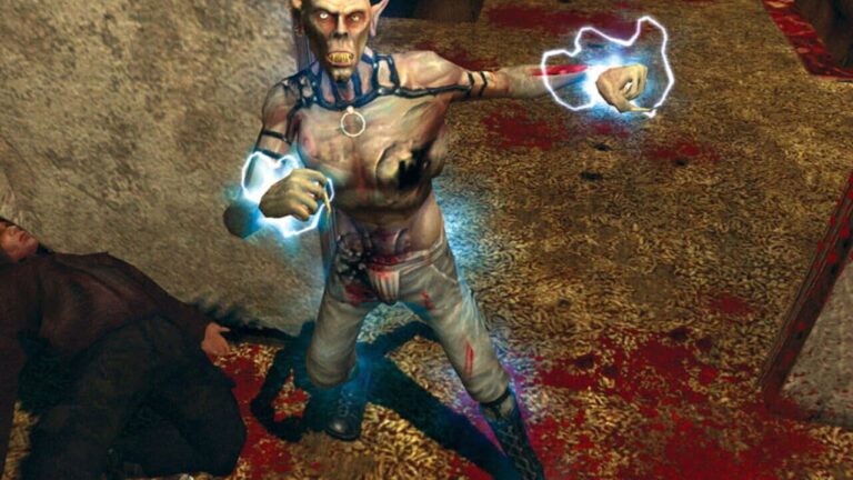 Personnages de Vampire: The Masquerade - Bloodlines dans une rue nocturne