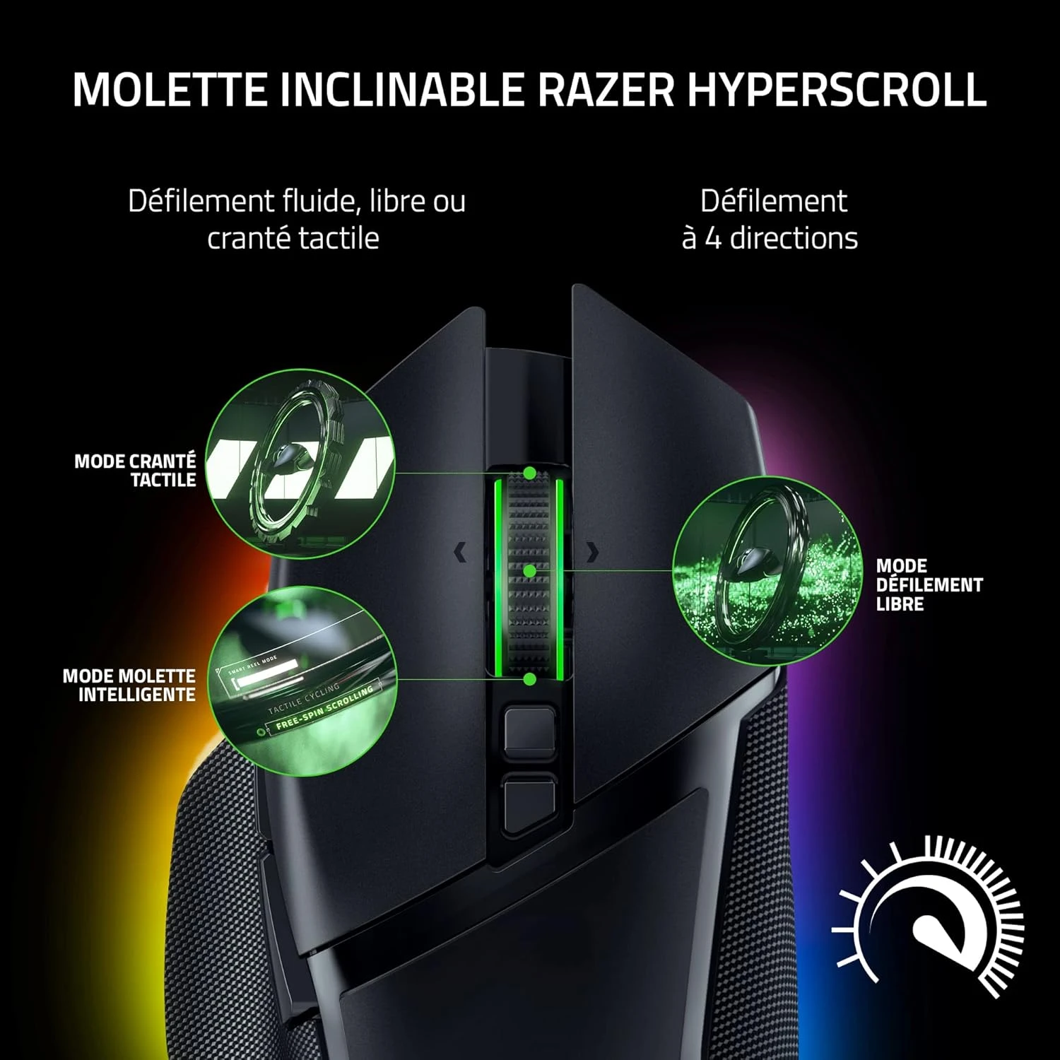 Molette inclinable Razer HyperScroll Tilt avec ses trois modes de défilement