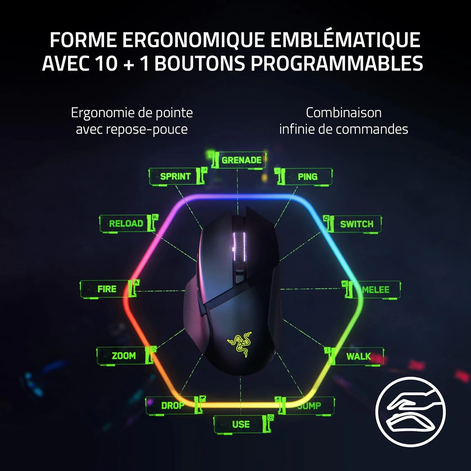 Forme ergonomique et 10+1 boutons programmables de la Razer Basilisk V3 Pro