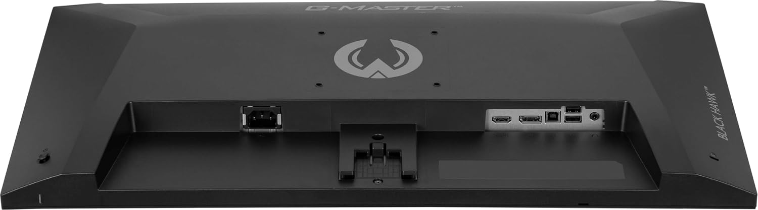 Connectique arrière de l'écran iiyama : HDMI, DisplayPort, hub USB et prise casque