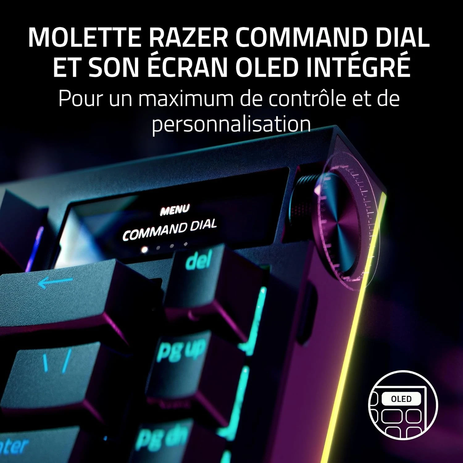 Molette Razer Command Dial et écran OLED intégrés au clavier